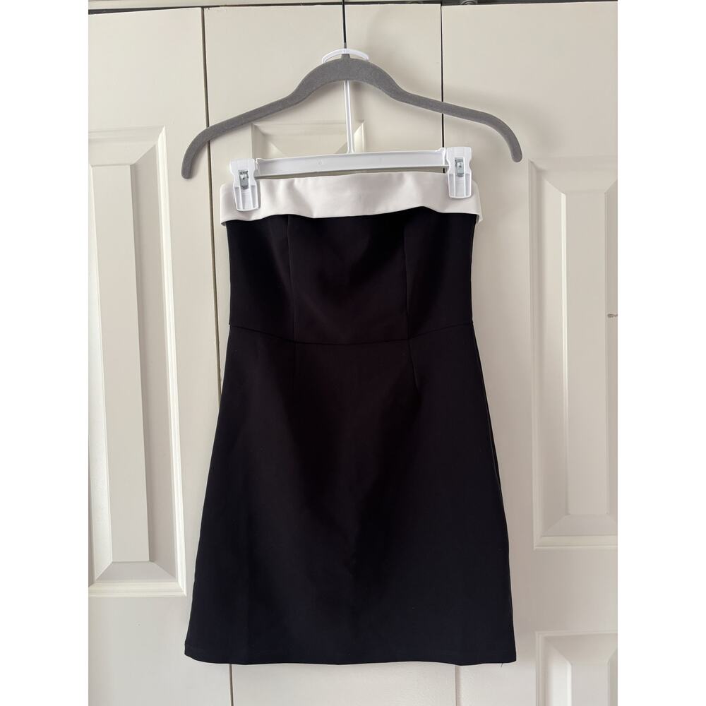 Edikted Strapless Black White Mini Dress XS - Picture 2 of 8